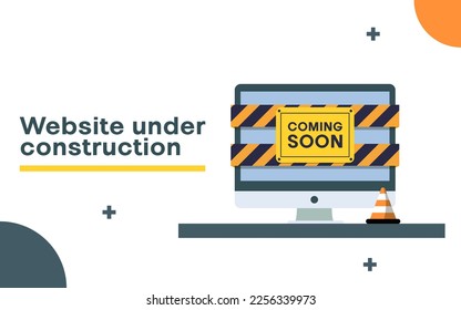 Under construction website page. Flat vector illustration isolated on white background.