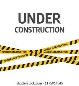 En la página web de construcción. Vector de banner de advertencia de cinta de construcción