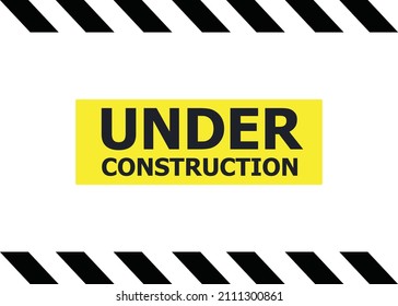 Under construction website page. Under construction tape warning banner vector