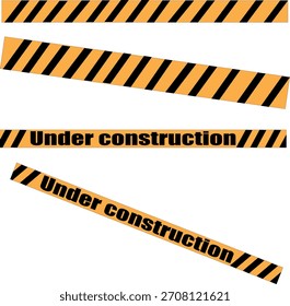 Under construction website page. Under construction tape warning banner