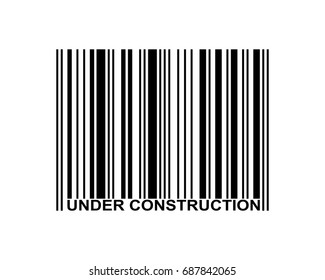 Under construction word and barcode icon
