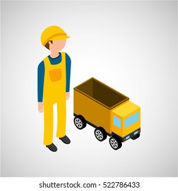 under construction worker  with dump truck vector illustration eps 10