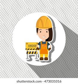 under construction worker website vector illustration design