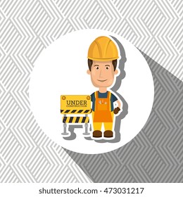 under construction worker website vector illustration design