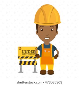 under construction worker website vector illustration design