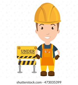 under construction worker website vector illustration design