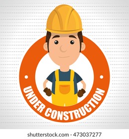 under construction worker website vector illustration design