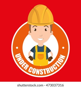 under construction worker website vector illustration design