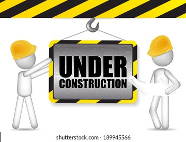 Under Construction with Workers - vector 