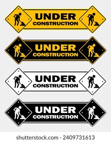 under construction for working area pictogram template design printable banner poster background