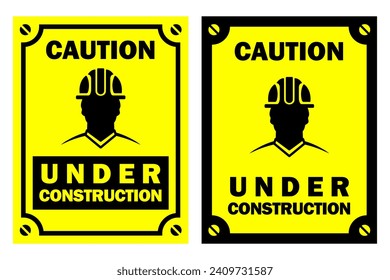 under construction for working area warning road signs labels printable poster template design