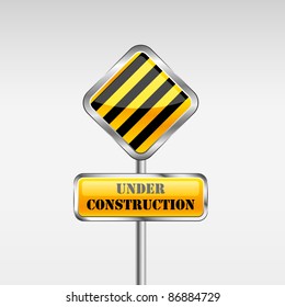 Under Construction Yellow Sign. Vector Illustration EPS8