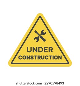 Signo vectorial amarillo en construcción. Icono de advertencia triangular.