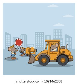 Under constrution mouses workers cartoons