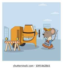 Under constrution mouses workers cartoons