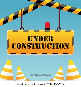 Under Contruction Sign Vector 3d