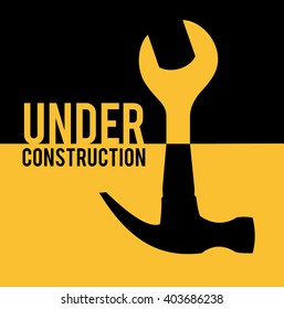 Under costruction. Symbolic image of a wrench and a hammer. Vector illustration.