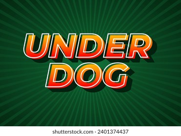 Under dog. Text effect design in gradient yellow red color. 3D look. dark green background