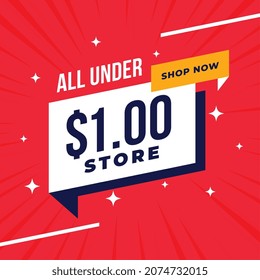 under dollar one store shopping sale banner design
