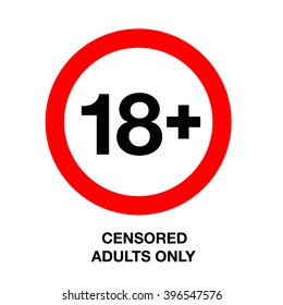Under eighteen round sign, adults only, isolated background, vector illustration.
