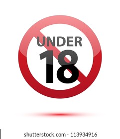 Under eighteen sign on white background