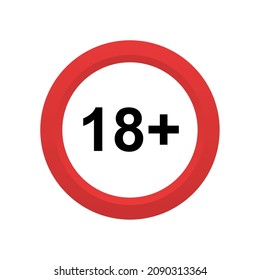 Menos de dieciocho años. 18 más vector de icono. Solo adultos. Simple ilustración plana vectorial.