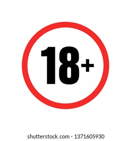 Under eighteen years prohibition sign, adults only, vector illustration.
