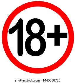 Under eighteen years prohibition sign, adults only, illustration.