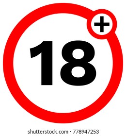 UNDER EIGHTEN prohibition sign in red circle. Vector icon.