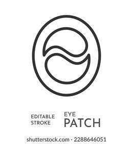 Under eye gel patches, oval layout pictogram. Outline logo, icon for skin care cosmetics. Black line minimalist art. Flat vector illustration isolated on white. Anti aging products. Editable stroke