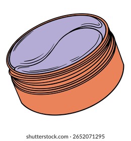Under Eye Patches in the jar. Skincare, Moisturizing, hydrogel. Face mask. Hand drawn colorful digital illustration. Sticker for printing. High resolution. Vector EPS10 and IPG
