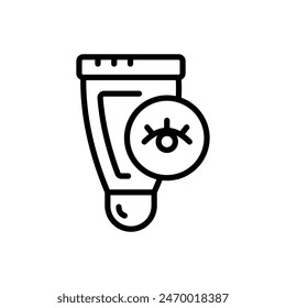 Suero bajo los ojos para ojeras e hinchazón. Icono de esquema simple. Crema de ojos para líneas finas y arrugas. Símbolo de contorno. Vector de dibujo de contorno aislado.