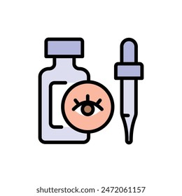 Under eye serum for dark circles and puffiness. Simple color icon. Eye cream for fine lines and wrinkles. Vector isolated flat drawing.