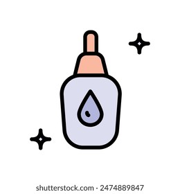 Suero bajo los ojos para ojeras e hinchazón. Esencia ocular para líneas finas y arrugas. Crema hidratante, loción, esencia, signo de suero. Icono de color simple. Vector plano aislado dibujo.