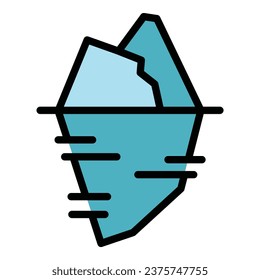 Under glacier icon outline vector. Ice berg. Sea mountain color flat