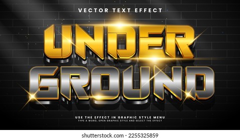 Under ground 3d editable vector text effect with golden luxury concept.