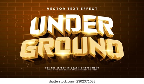 Under ground  3d editable vector text style effect. Vector text effect with luxury concept.