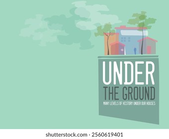 Under the ground, cover title. Book cover, banner. Vector design