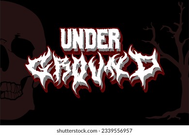 Under ground lettering, scary, horror, vector element. Underground genre of music