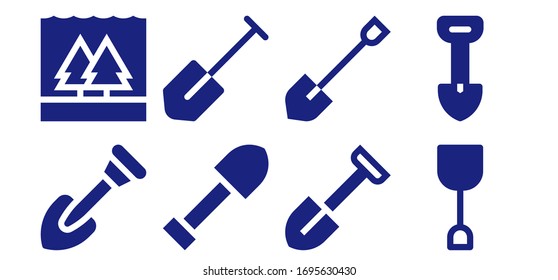 under icon set. 8 filled under icons. Included Shovel, Flood icons