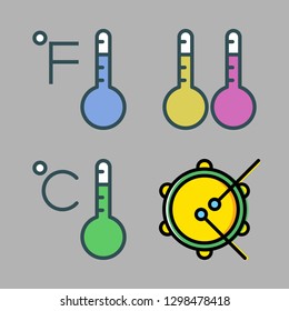 under icon set. vector set about thermometers, thermometer and tambourine icons set.