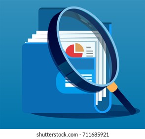 Under magnifying glass with folder