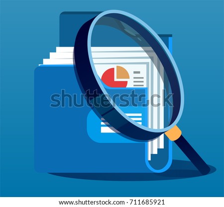 Under magnifying glass with folder