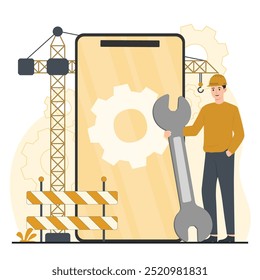 Under maintenance concept set. Error Website, Development and Update Webpages website under construction 