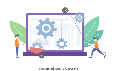 Under maintenance and construction flat illustration