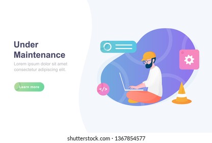 Under Maintenance Flat Landing Page Illustration