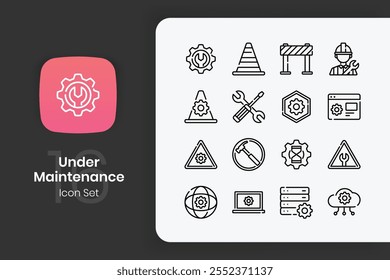 Under maintenance icon design set