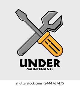Under maintenance icon logo premium vector with soft color background
