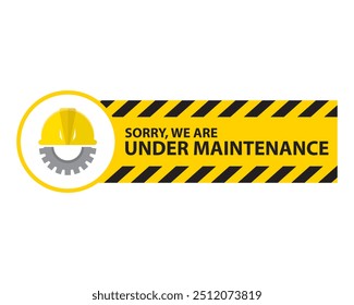 Under maintenance icon, yellow and black stripes vector. Maintenance, icon, vector, under, yellow, black, construction, work, repair, sign. Can use for infographic, banner, poster, web design. 