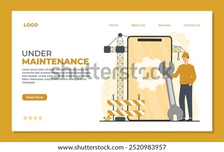 Under maintenance landing page template set. Error Website, Development and Update Webpages website under construction 